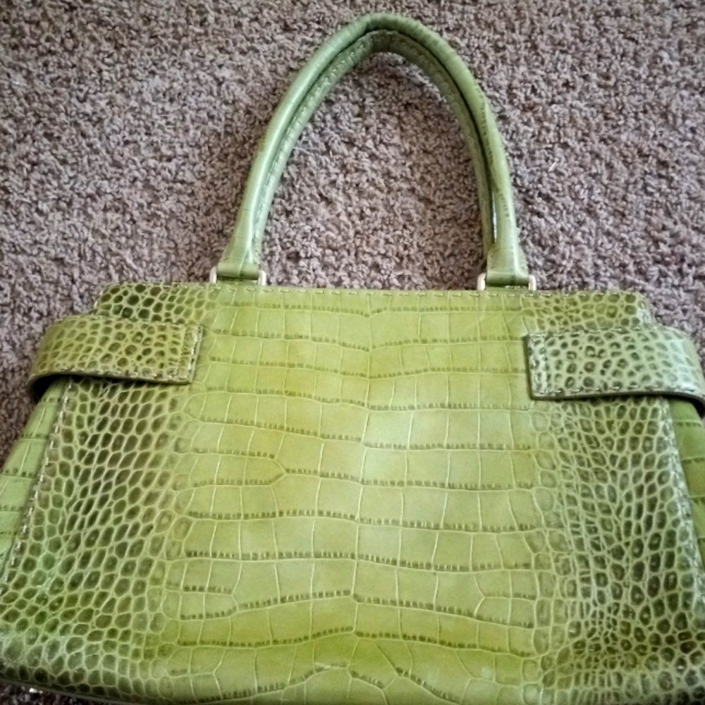 Ann Taylor Leather Croc Pattern Shoulder Bag - Picture 2 of 4